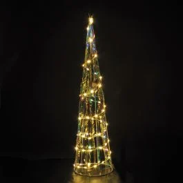 Albero a cono luminoso h. 80 cm, 60 microled, bianco caldo, Santa's House
