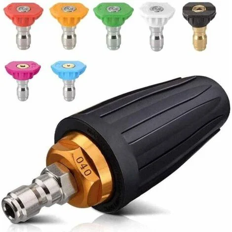 Ugello turbo per idropulitrice, ugello rotante e 7 punte, attacco rapido da 1/4", 4000 Psi, nero