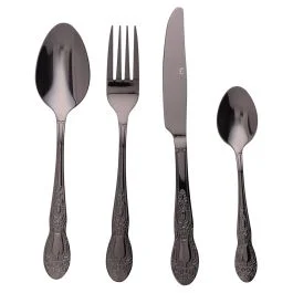 Set 24 posate in acciaio inox, nero lucido, Wonderland