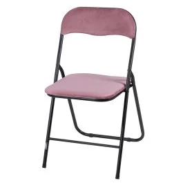 Sedia pieghevole effetto velluto, rosa, Sibilla