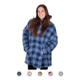 Felpone a scacchi taglia unica in sherpa, LeFlaf