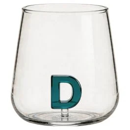 Bicchiere 420 ml in vetro borosilicato, lettera D interna in 3D, Monogram