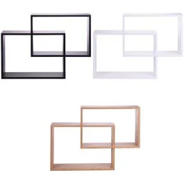 Set 2 mensole cubo grandi da muro in legno di pino,  Sìordine