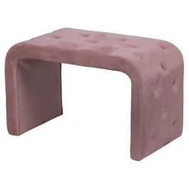 Panca arredo ad arco, rivestimento effetto velluto trapuntato, 75x40x46 cm, rosa cipria, More Amor