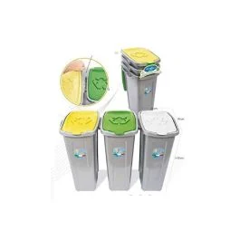Tris Set 3 pattumiere raccolta differenziata 35 lt