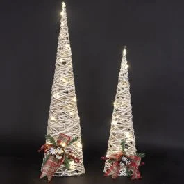 Set 2 coni natalizi luminosi h. 60-80 cm, Santa's House