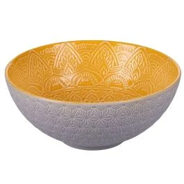 Insalatiera Ø25 cm in gres smaltato, grigio e giallo, Baku