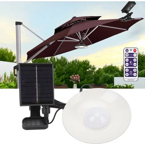 Luci solari per ombrellone, luci a LED da 1,2 W alimentate a energia solare per ombrellone da giardino e campeggio, con telecomando e display a 3 colori della temperatura.