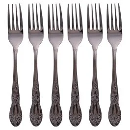 Set 6 forchette in acciaio inox, nero lucido, Wonderland
