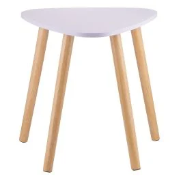 Tavolino da caffè triangolare 40x40x40 cm in legno, bianco, Sibilla