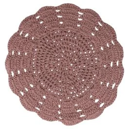 Tovaglietta tonda in cotone effetto uncinetto, rosa, Crochet