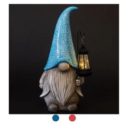 Gnomo da giardino luminoso h. 46 cm in poliresina, ricarica ad energia solare, Esté
