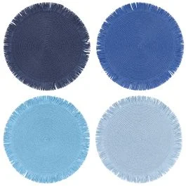 Tovaglietta tonda con frange, Shades of Ocean
