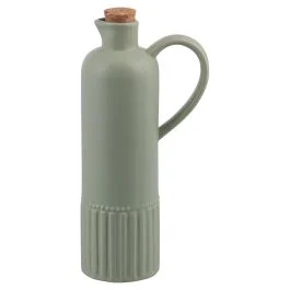 Oliera 635 ml in ceramica, tappo in sughero, verde salvia, 4 Toni
