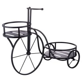 Bicicletta portavasi 2 ripiani in ferro battuto 55x26x42 cm, nero, Esté