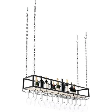 Porta bicchieri da vino vintage da appendere al soffitto, portabottiglie da vino, portabottiglie da 110 cm