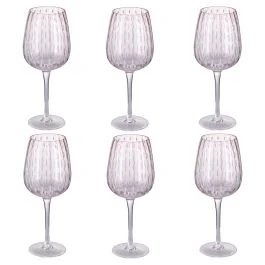 Set 6 calici 500 ml in vetro lavorato, Shiraz Pink
