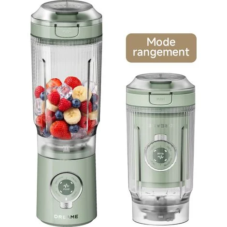 DREAME PortFresh Frullatore Portatile, Base Rimovibile, Ricarica Rapida, Bicchiere 880 ml Senza BPA (Capacità 500 ml), 5 Funzioni Preimpostate