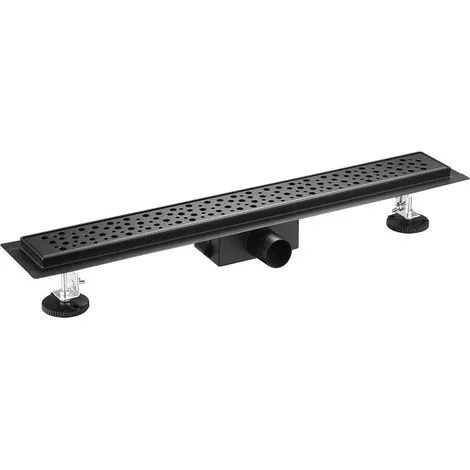 Bc-elec - L06-90-B Piatto doccia in acciaio inox 90cm nero opaco, doccia sterfput, altezza regolabile 98-142mm