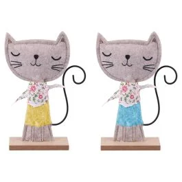 Gatto decorativo in legno e poliestere h. 20 cm, Miao