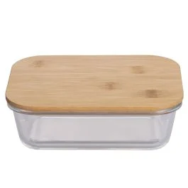 Contenitore rettangolare 370 ml in borosilicato e bambù, SìChef