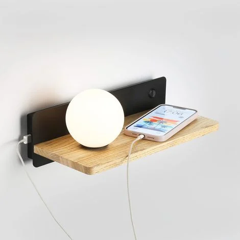 Applique da parete a sfera di cristallo "Nonna" con porta USB -