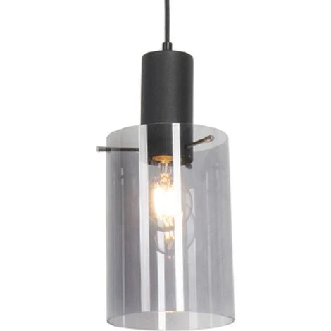 QAZQA Lampada a sospensione vidra - Moderno - Vetro,Acciaio - Nero - Cilindro/Oblungo Max. 1 x Watt