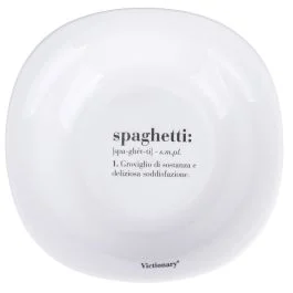 Piatto fondo quadrato in vetro opalino, bianco, Victionary Spaghetti