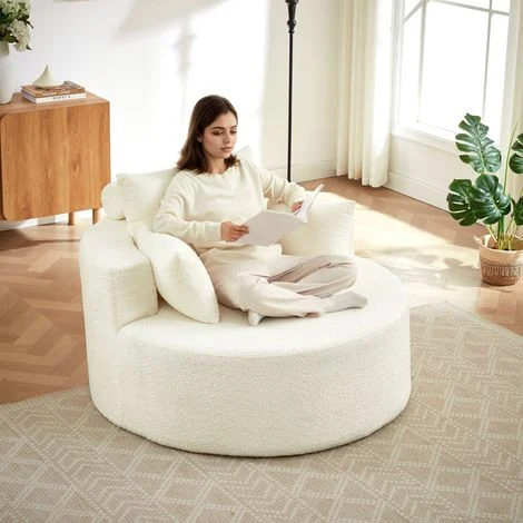 Poltrona in schiuma ciniglia, non richiede montaggio, soffice poltrona letto moderna per soggiorno, camera da letto, salotto e showroom.