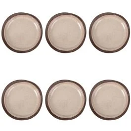 Set 6 piatti frutta beige in gres, Bretagne Terra