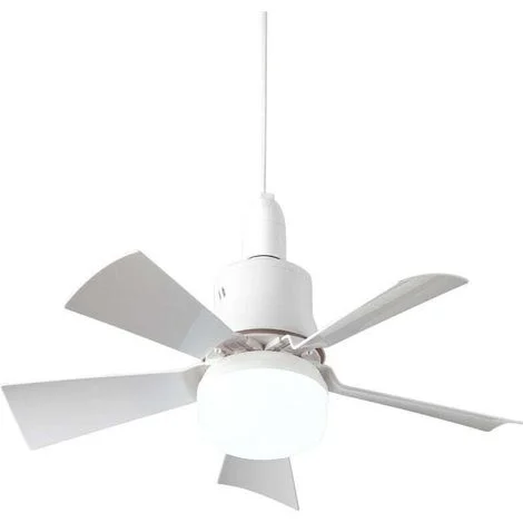 Ventilatore da soffitto silenzioso con telecomando - Lampada da soffitto a 5 pale E26 - Estate/Inverno - Camera da letto, Sala da pranzo, Bianco