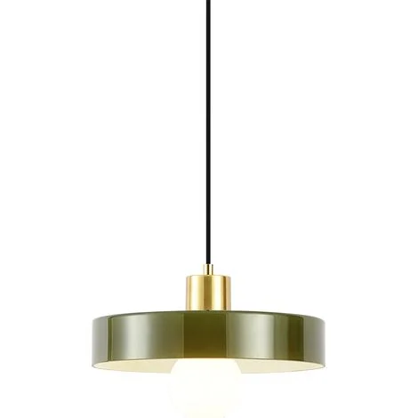 QAZQA Lampada a sospensione jina - Retrò - Vetro,Acciaio - Verde/Oro/Nero - Tondo Max. 1 x Watt