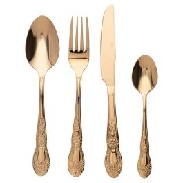 Set 24 posate in acciaio inox, gold lucido, Wonderland