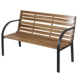 Panchina in legno e acciaio al carbonio, 120x58x83 cm, Esté