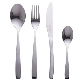 Set 4 posate in acciaio, silver lucido, Manhattan Sibilla