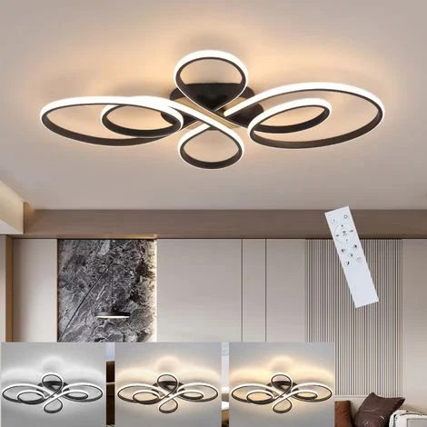 LED Nero Dimmerabile 80 cm Soggiorno 60W Camera da letto Moderno con Telecomando Design Ideale per Sala da Pranzo Ufficio Cucina