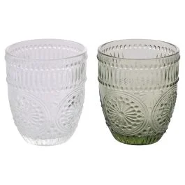 Set 2 bicchieri acqua 330 ml, trasparente e verde, Siviglia Sibilla