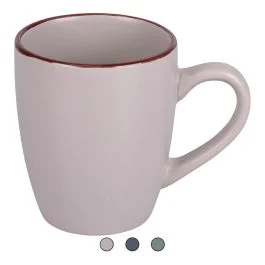 Mug 360 ml in gres, bordino marrone, Paris Sibilla