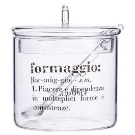 Formaggiera 400 ml con coperchio e cucchiaino in vetro, Victionary