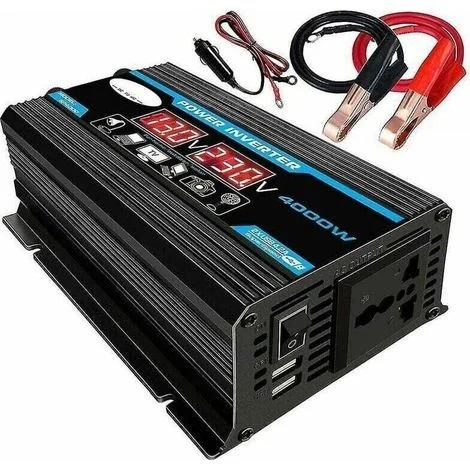 Inverter a onda sinusoidale pura da 12V a 220V 4000W – Spina europea integrata, USB, USB-C e display LCD
