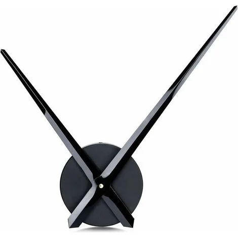 Grande orologio da parete con semplici lancette nere, senza numeri, meccanismo di movimento ad asse longitudinale alto con lancette lunghe 31,5 cm.