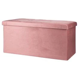Panca contenitore multiuso effetto velluto 76x38x38 cm, rosa antico, Sibilla