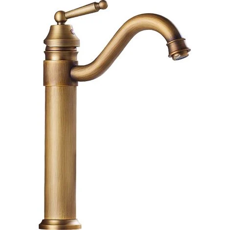 Rubinetto per bagno alto, girevole a 360°, miscelatore per lavabo, rubinetto per lavabo retrò, ottone anticato