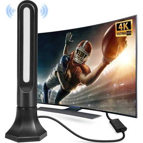 Antenna TV da interno con amplificatore, rotazione a 360°, cavo coassiale da 6 m con portata fino a 260 km - DTT potente, compatibile con TV portatili 4K 1080P e tutti i televisori