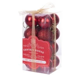 Set 16 palle di Natale rosse assortite Ø 3 cm, Santa's House
