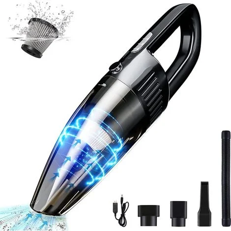 Aspirapolvere portatile, 120 W, aspirapolvere da tavolo ricaricabile senza fili con ricarica rapida e filtro lavabile, ideale per casa, auto, cucina