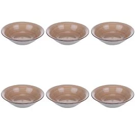 Set 6 piatti fondi in gres dipinto a mano, terracotta, 4 Toni