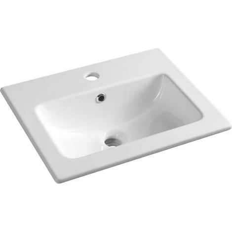 Sapho - Lavabo 50x40 cm, con troppopieno e foro per miscelatore, bianco 44050