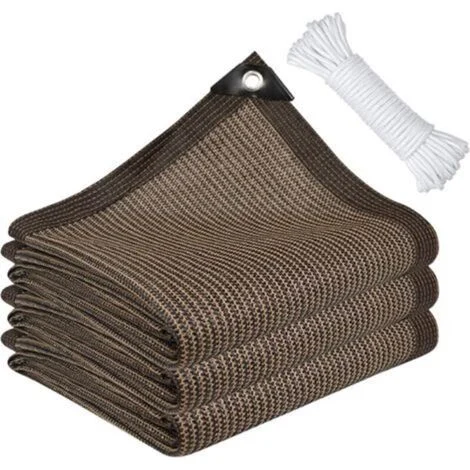 Rete ombreggiante con occhielli, rete di protezione solare in HDPE, tendalino con corda da 4 m, rete ombreggiante resistente per giardino, rete ombreggiante resistente ai raggi UV per serra (marrone,