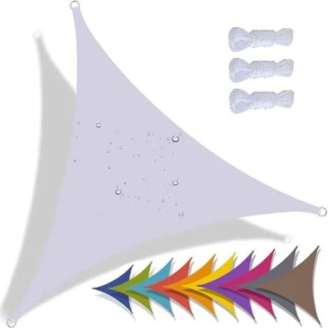 Vela ombreggiante triangolare, telo ombreggiante impermeabile, protezione UV al 95% per patio, giardino, terrazza, esterni, balcone (3x3x3 m, bianco)